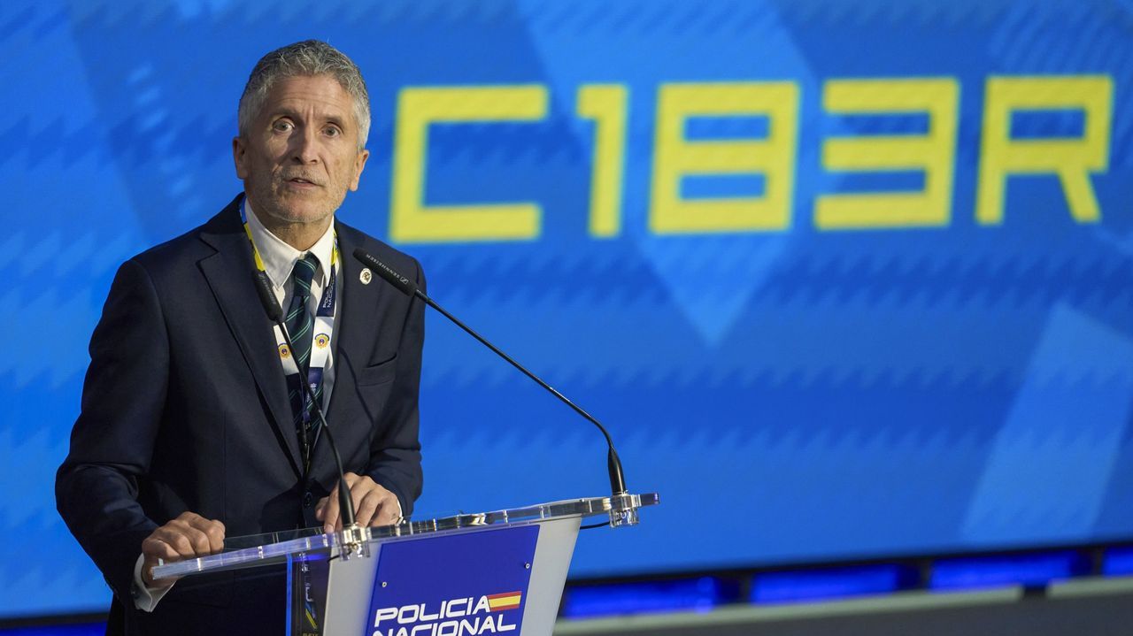 Imagen de archivo del ministro del Interior, Fernando Grande-Marlaska, durante la clausura de un congreso de ciberseguridad en vila el mes pasado