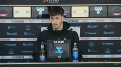 Marcos Gonz�lez, en la rueda de prensa posterior al Celta Fortuna-Lugo.