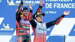 Jorge Martn y Marc Mrquez.Jorge Martn y Marc Mrquez en el podio del GP de Francia