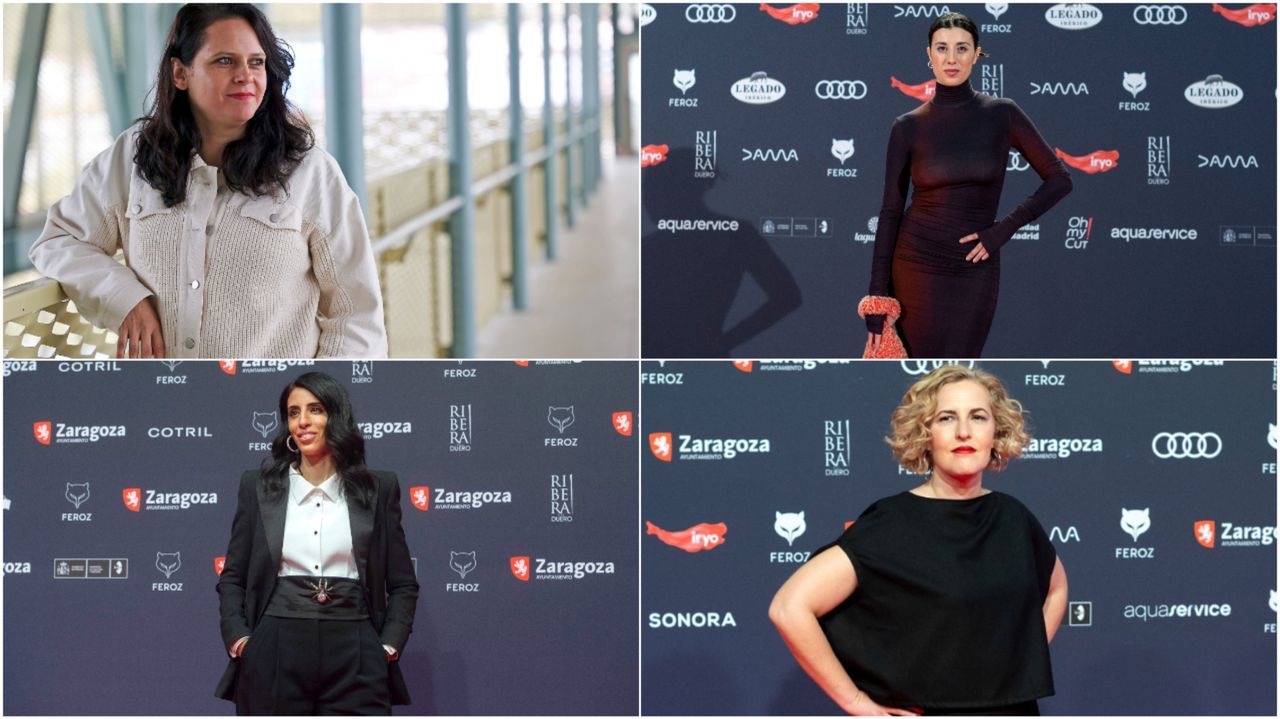 La exposici�n �Terra do anel� en el centro cultural Marcos Valc�rcel.De izquierda a derecha, Jaione Camborda y Elena Mart�n Gimeno, en la parte superior, y Ainhoa Rodr�guez y Carlota Pereda, en la inferior