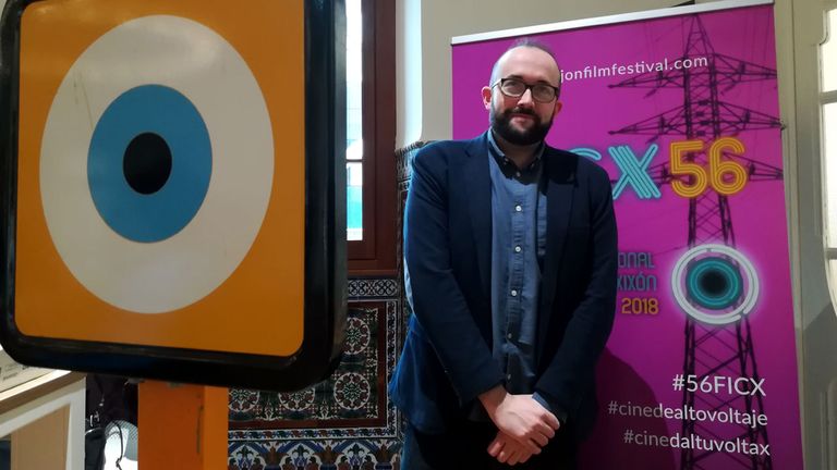 Alejandro Díaz Castaño, en la nueva sede del Festival de Cine de Gijón en la Antigua Escuela de Comercio