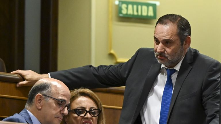El exministro José Luis Ábalos, en el Pleno del Congreso de los Diputados el pasado martes