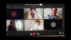 Un momento del encuentro virtual de miembros de Galicia en Comn con la Asociacin en Defensa da Sanidade Pblica