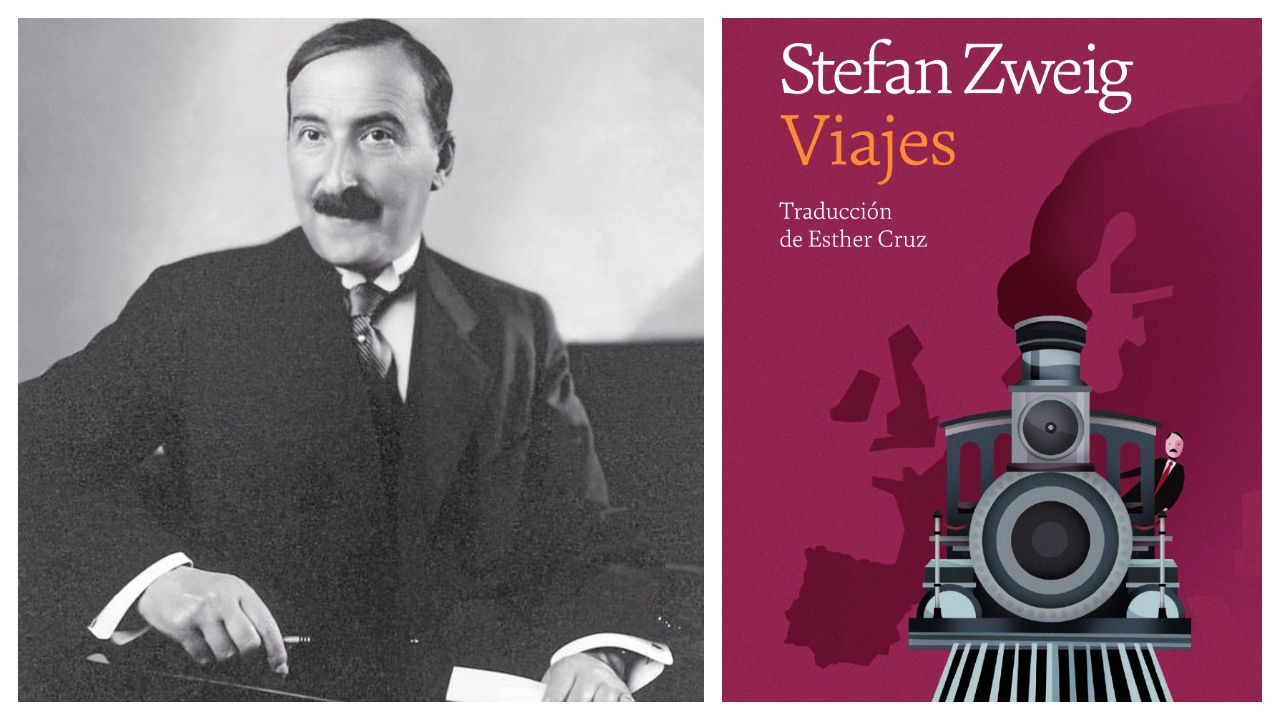 Stefan Zweig (Viena, 1881-Petrópolis, Brasil, 1942). A la derecha, la edición de una selección de sus crónicas de viajes