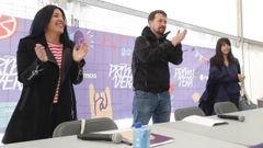 El exlder de Podemos, Pablo Iglesias, en la inauguracin de la fiesta de primera, acto de precampaa de la formacin morada en Zaragoza