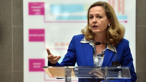 Nadia Calviño, en un acto en la Universidade da Coruña