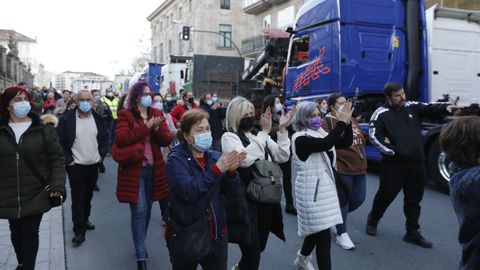 Protesta de transportistas en el centro de Ourense