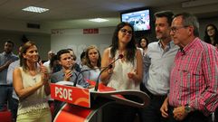 Jos Mara Prez, entre Raquel Ruiz y Sergio Rebollo, en la Casa del Pueblo de Gijn