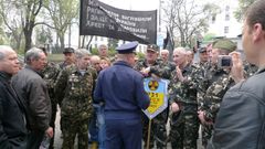 Antiguos liquidadores de Chernbil protestando porque no se les reconocan sus secuelas.