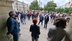 Protesta de los feirantes el pasado martes antes el concello de Lugo