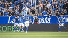 Los jugadores del Real Oviedo celebran el 1-0 al Sevilla