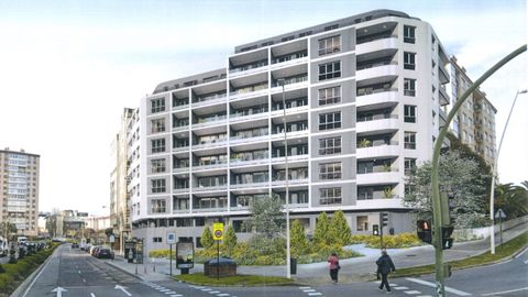 Edificio de 66 viviendas que se podría levantar en el cruce de Alcalde Pérez Ardá con la ronda de Outeiro, de A Coruña.
