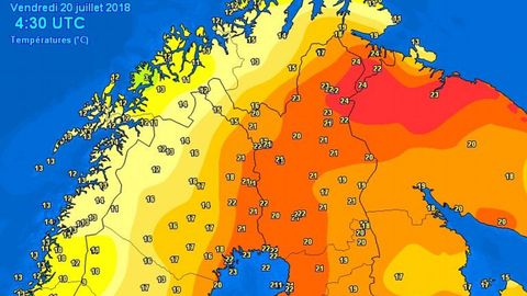 Las temperaturas mminas tambin estn siendo extremadamente altas. En zonas como Laponia hay noches tropicales, con mnimas de hasta 24 grados 