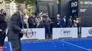 Marlaska jugando al tenis hoy en Zaragoza durante la inauguración del Encuentro de Ciudades de la DGT.