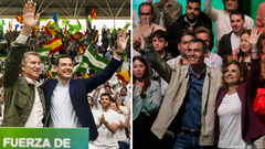 Feijoo y S�nchez respaldando a los candidatos de sus partidos este domingo en la campa�a de las andaluzas