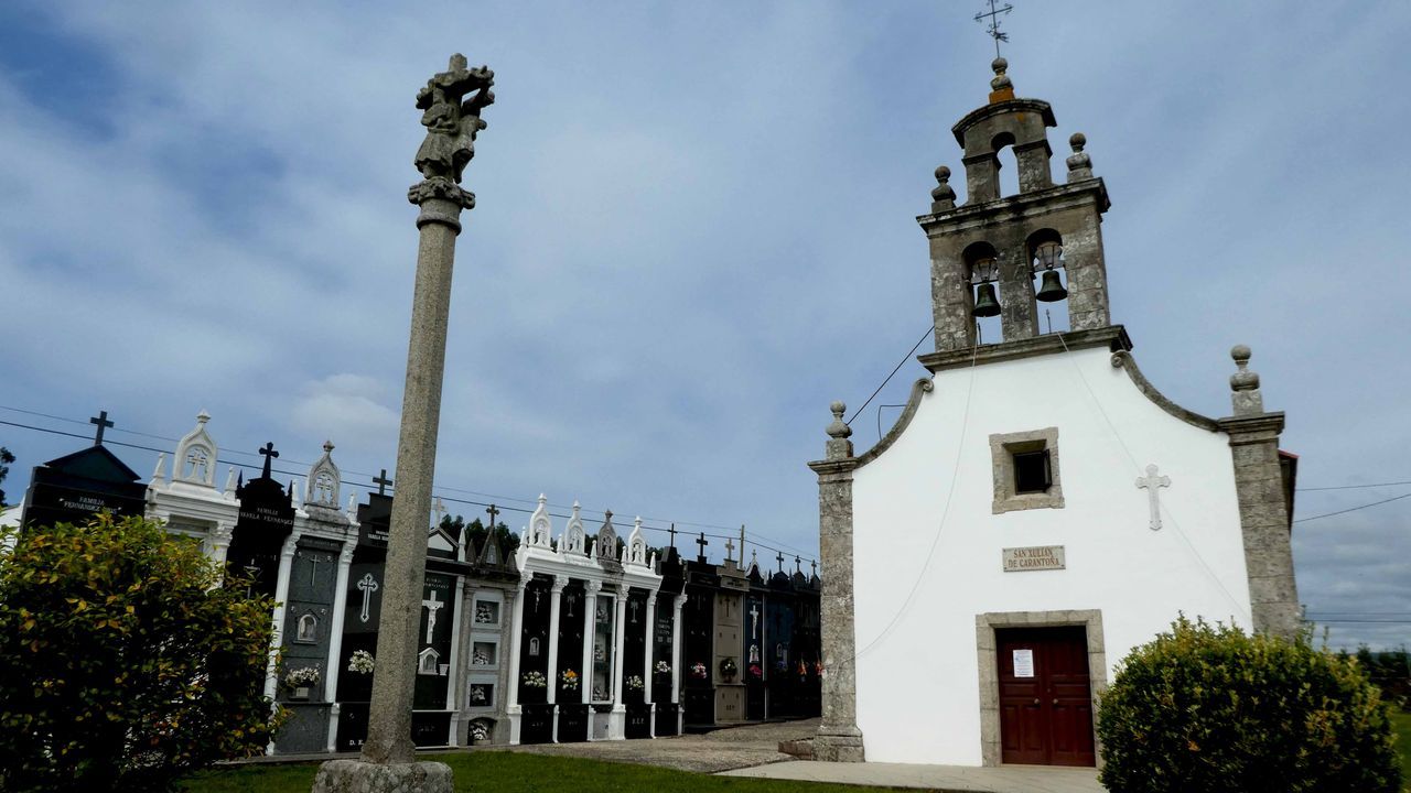 Ases la iglesia vieja de Ribas de Mios.Un trabajador del museo seala desde un antiguo vagn uno de los nidos de pjaro carpintero que hay en los rboles del recinto musestico y que fueron puestos al descubierto en una reciente poda 