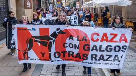 Marcha en Logroño de animalistas, que realizaron distintas concentraciones para que la nueva norma no excluya a los perros de caza.