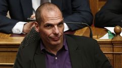 Yanis Varoufakis, en la sesin de ayer en el Parlamento