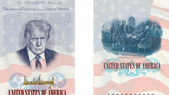 Imagen de un pasaporte de Estados Unidos con la firma de Donald Trump.