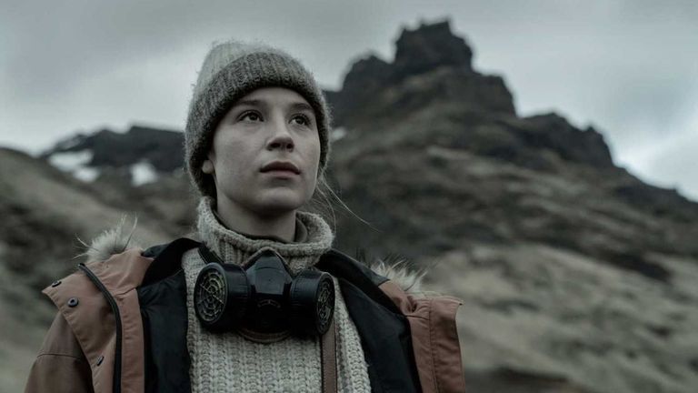 Guðrún Ýr Eyfjörð, en un fotograma de «Katla».