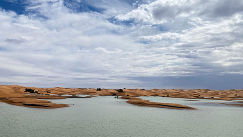 Imagen del estado actual del lago Iriqui, que vuelve a tener agua medio siglo despus debido a las lluvias de agosto