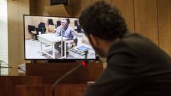 Francisco Granados, durante su declaracin por videoconferencia desde la crcel de Estremera