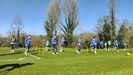 Los jugadores del Oviedo, en El Requexón