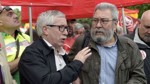 Ignacio Ferndez Toxo y Cndido Mendez en la manifestacin de Madrid
