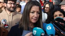 Lara Mndez, vicesecretaria general del PSdeG, esta maana en la manifestacin contra Altri en Santiago