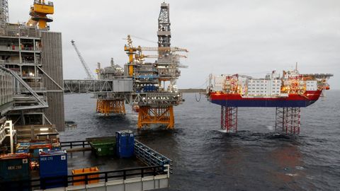 Plataformas petrolíferas en aguas noruegas del mar del Norte.