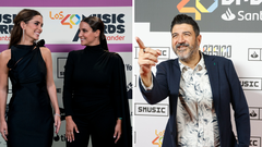 Las influencers Mara y Marta Pombo; y el locutor de radio Tony Aguilar en la gala de LOS40 el pasado noviembre.
