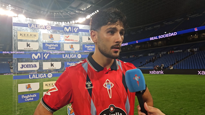 El jugador del Celta Yoel Lago, tras el partido ante la Real Sociedad.