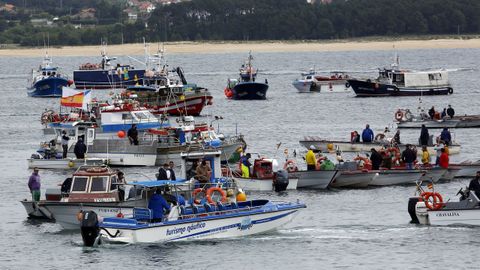 Protesta flota de bajura en Ribeira