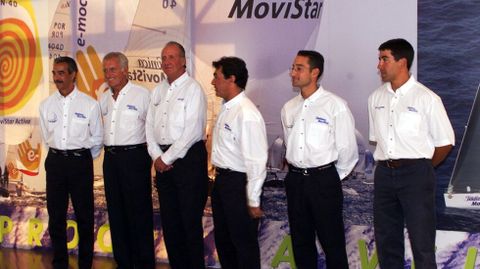 Juan Carlos I en la presentación de la regata Sardina Cup en Sanxenxo, año 2000