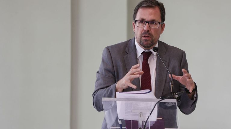 Raül Blanco, en un acto como presidente de Renfe antes de su dimisión.