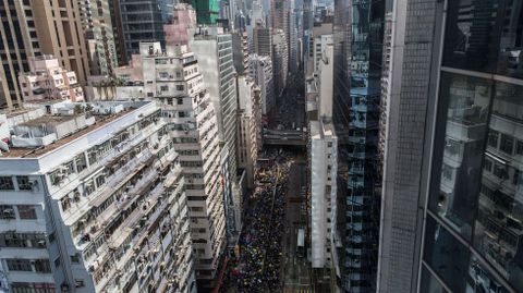 Los manifestantes durante una protesta a favor de la democracia en Hong Kong.