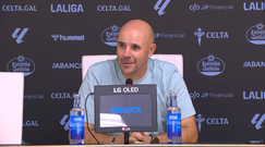 El entrenador del Celta Fortuna, Fredi �lvarez, en la rueda de prensa posterior al triunfo sobre el Andorra.