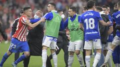 Incidentes tras el derbi asturiano de la jornada 36 de LaLiga SmartBank de ftbol que Sporting de Gijn y Real Oviedo jugaron hoy sbado en El Molinn