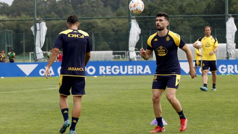Pablo V�zquez, durante un entrenamiento en Abegondo