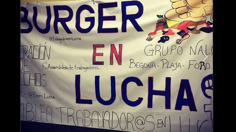 Pancarta protesta de los trabajadores de Burguer King Gij�n