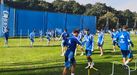 Los jugadores del Real Oviedo, en El Requex�n