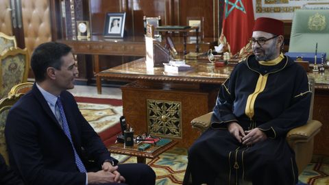 Mohammed VI.  during the visit of Pedro Sánchez in April 2022