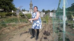 Lucy Dalia Andino, en el huerto de la oeneg Boa Vila en el que produce hortalizas para su autoconsumo. 