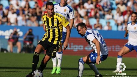 �ngel Montoro, durante el Zaragoza-Oviedo