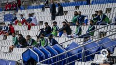 Grada de los suplentes en el Oviedo-Fuenlabrada