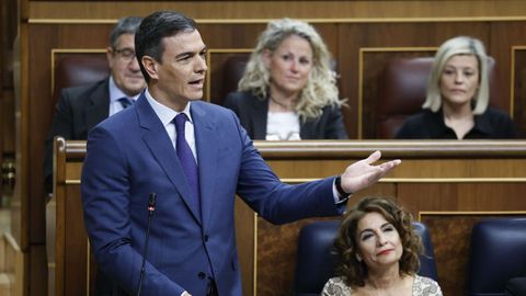 El presidente del Gobierno, Pedro Sánchez, interviene durante la sesión de control al Ejecutivo.
