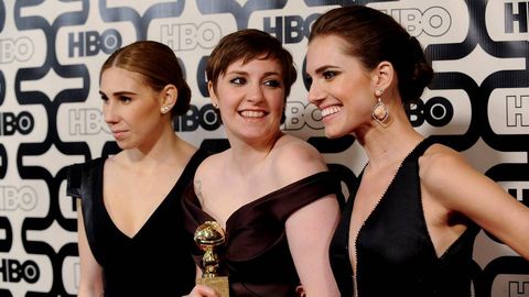 Girls.Las actrices de la premiada serie «Girls» Zosia Mamet, Lena Dunham y Allison Williams