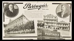 Partags y nada ms, el anuncio de la fbrica con las fotos de sus dos copropietarios, el asturiano Ramn Cifuentes (a la izquierda) y Pancho Pego Pita, nacido en Ortigueira