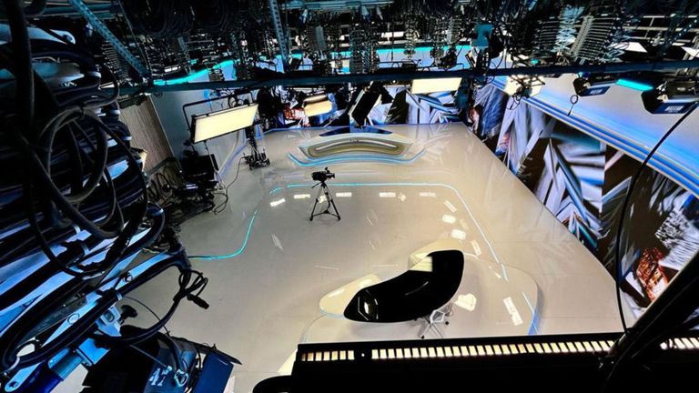 Plató de informativos de TVG, en una foto de archivo correspondiente a una noche electoral