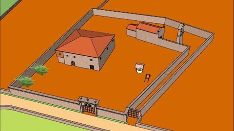 Una reconstruccin en tres dimensiones del posible aspecto del recinto del antiguo priorato de San Romao de Moreda